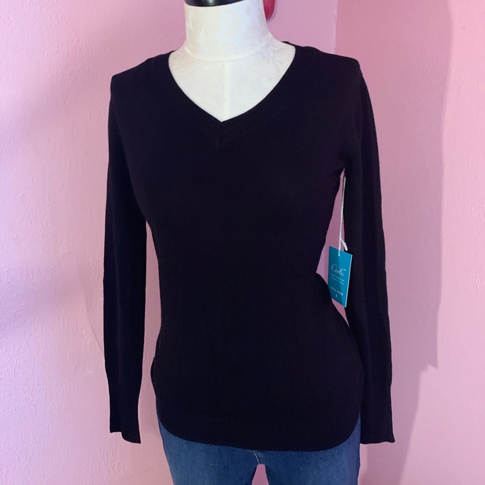 Basic black v-neck sweater